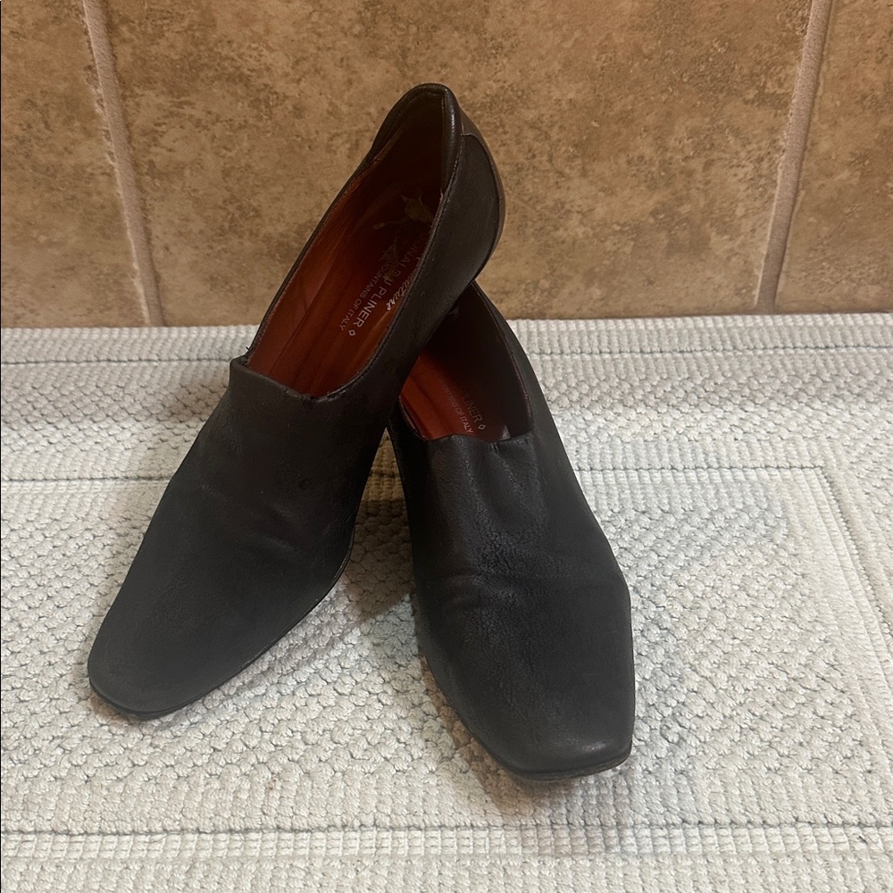 Black Leather Slip-On Shoes